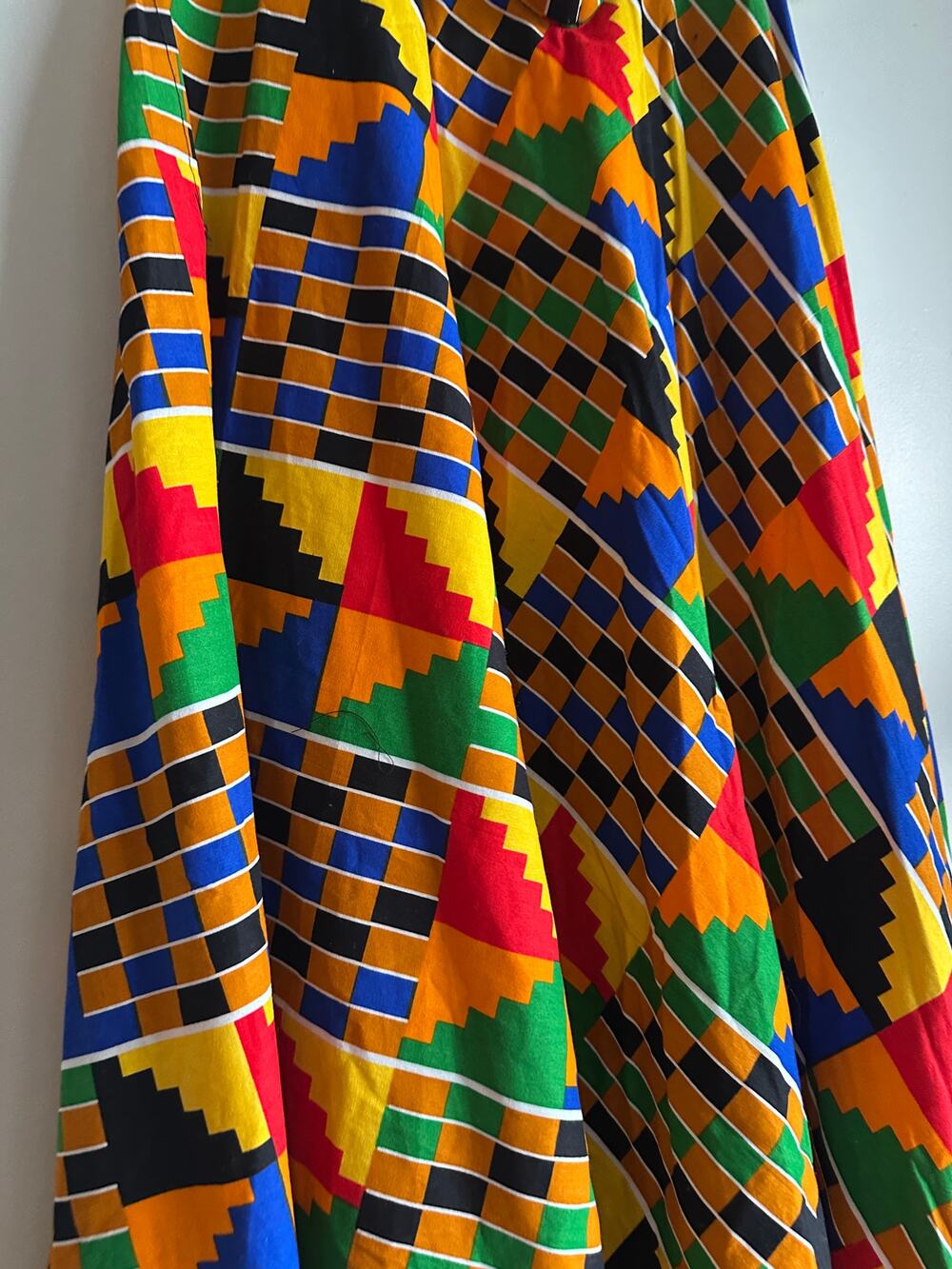 Vintage African KENTE print HALTER maxi dress full circle skirt ANKARA Boho